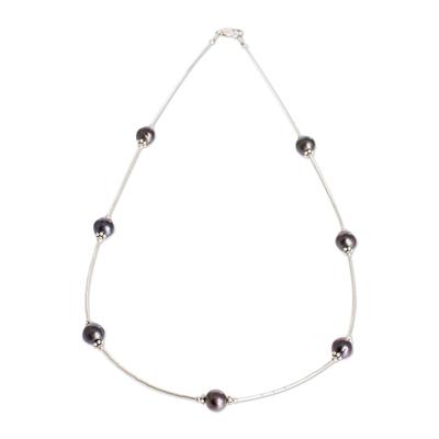 Shades of Grey,'Dark Grey Cultured Pearl Necklace'