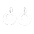 Mirror of Moon,'Round Sterling Silver Dangle Earrings with Polished Finish'