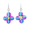 Delicate Blossoms,'Handblown Glass Floral Dangle Earrings with Silver Hooks'