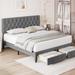 Latitude Run® Ursi Bed Upholstered/Metal in Gray | 44.8 H x 57.4 W x 79.1 D in | Wayfair 4847FA39E491461994E916BC5703B185