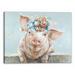 August Grove® Aza Flower Pig - Wrapped Canvas Print Canvas, Wood in Blue/Pink | 12 H x 16 W x 1 D in | Wayfair AC1D207C7C2F4C55AA9E3DB3441D67AC