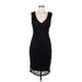 Bisou Bisou Casual Dress - Sheath Plunge Sleeveless: Black Print Dresses - Women's Size 8