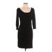 H&M Casual Dress - Sheath Scoop Neck 3/4 sleeves: Black Print Dresses - Women's Size Large