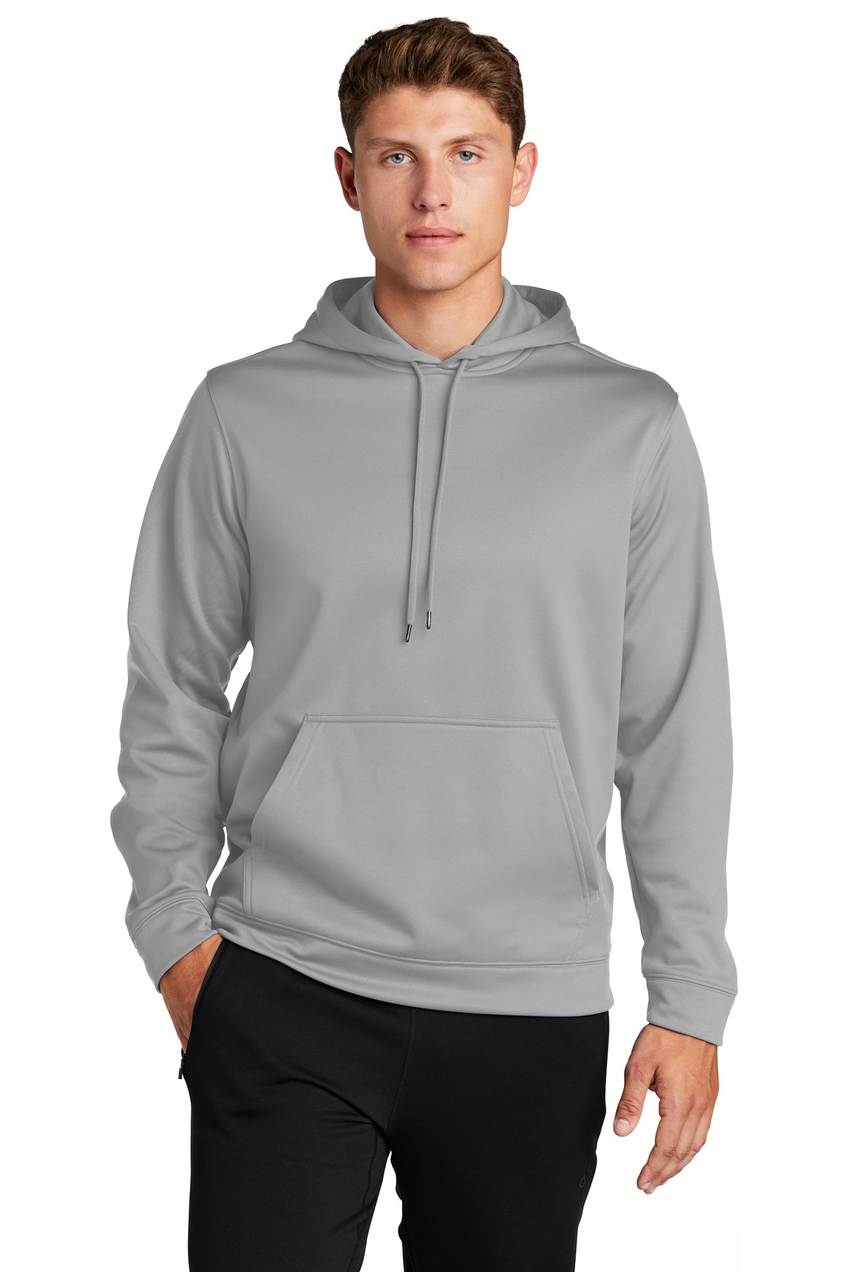 Sport-Tek F244 Sport-Wick Fleece Hooded Pullover T-Shirt in Silver size Large | Polyester