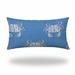 HomeRoots 14" X 24" Blue And White Crab Zippered Coastal Lumbar Indoor Outdoor Pillow - 18