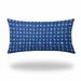 HomeRoots 14" X 24" Blue And White Enveloped Gingham Lumbar Indoor Outdoor Pillow - 18