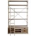 HomeRoots 94" Brown Distressed Nickel and Solid Wood Six Tier Bookcase with Four Drawers - 20.5"W x 57"D x 94"H