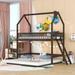Twin Over Twin Twin House Bunk Bed with Extending Trundle and Ladder