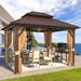 Outdoor Hardtop Gazebo with Galvanized Steel Double Roof & Aluminum Frame, Outdoor pergola with Premium Curtains and Nettings