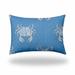 HomeRoots 14" X 20" Blue And White Crab Enveloped Coastal Lumbar Indoor Outdoor Pillow - 18