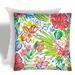 HomeRoots 17" X 17" White And Green Zippered Floral Throw Indoor Outdoor Pillow - 14