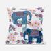 HomeRoots 16x16 Blue Pink Gray Elephant Blown Seam Broadcloth Animal Print Throw Pillow - 18