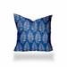 HomeRoots 22" X 22" Blue And White Enveloped Tropical Throw Indoor Outdoor Pillow Cover - 4