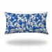 HomeRoots 14" X 24" Blue And White Blown Seam Coastal Lumbar Indoor Outdoor Pillow - 18