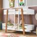 Unique Design Twin Over Twin Bunk Bed with Built-in Ladder and 4 Wood Pillars, Wooden Kids Bed Modern Twin Bed Frame