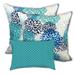 HomeRoots Set Of Three 18" X 18" Blue And White Blown Seam Floral Throw Indoor Outdoor Pillow - 18.25