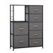 HomeRoots 34" Gray and Black Steel and Fabric Seven Drawer Standard Chest