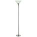 HomeRoots 71" Nickel Torchiere Floor Lamp With Clear Frosted Glass Dome Shade - 13.25