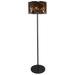 HomeRoots 68" Dark Bronze Floor Lamp With Amber Solid Color Beveled Glass Drum Shade - 18