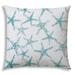 HomeRoots 20" X 20" Turquoise And White Starfish Blown Seam Coastal Throw Indoor Outdoor Pillow - 18