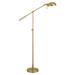 HomeRoots 61" Brass Adjustable Swing Arm Floor Lamp With Gold Cone Shade - 35