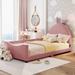 Twin Size Kid Bed,Upholstered Rabbit Ear Shaped Platform Bed,Pink