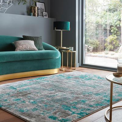 Teppich FLAIR RUGS "Wonderlust", grün, B:200cm H:10mm L:290cm, Kunstfaser, Teppiche, fußbodenheizungsgeeignet, mehrfarbig, Vintage Design, Abstrakt Image