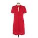 Zara Casual Dress - Shift Plunge Short sleeves: Red Print Dresses - Women's Size X-Small