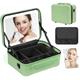 Deciniee Makeup Bag with LED Mirror: Cosmetics Organizer Bag - Portable Make up Case - Travel Makeup Organiser with Adjustable Dividers - Green