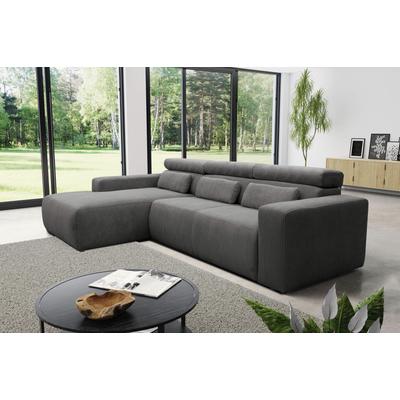 Ecksofa DOMO COLLECTION "Brandon B/T/H: 289/177/80 cm, whlw. mit Sitztiefenverstellung, L-Form", grau, B:285cm H:80cm T:175cm, Luxus-Microfaser in Antikleder-Optik (100% Polyester), Luxus-Microfaser (100% Polyester), Kunstleder SOFTLUX, Sofas, mit... Image