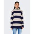 Rollkragenpullover ONLY "ONLIBI LS LONG ROLLNECK CC KNT" Gr. S (36), blau (weathered teak stripes:maritime blue) Damen Pullover Rollkragenpullover