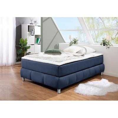 Boxspringbett ANDAS "Salo", blau, B:126cm L:206cm, Komplettbetten, Boxspringbett, Ohne Kopfteil, inkl. Topper, auch in Überlänge 220 cm Image