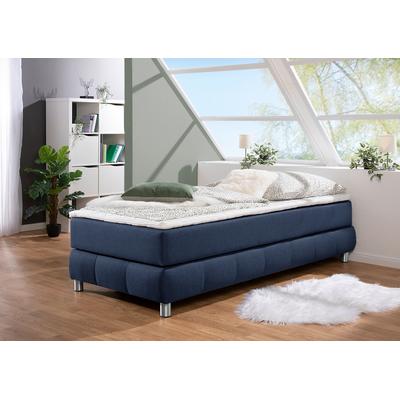Boxspringbett ANDAS "Salo", blau, B:96cm L:206cm, Komplettbetten, Boxspringbett, Ohne Kopfteil, inkl. Topper, auch in Überlänge 220 cm Image