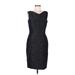 David Meister Cocktail Dress - Sheath V Neck Sleeveless: Black Print Dresses - Women's Size 6