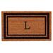 Red Barrel Studio® Arlmont & Co. 3B19E80E94CF47F290FEF3BDDFBC744A Black Border 36" x 72" Monogram Doormat (Letter U) Coir, in White | Wayfair