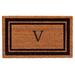 Red Barrel Studio® Arlmont & Co. 3B19E80E94CF47F290FEF3BDDFBC744A Black Border 36" x 72" Monogram Doormat (Letter U) Coir, in White | Wayfair