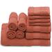 Latitude Run® Kimmarie Bathroom 11 Piece 100% Cotton Bath Towels Hand Towels Wash Cloths Set 100% Cotton in Red/Brown | 27 W in | Wayfair