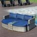 Hokku Designs Gracella 61.62" Wide Outdoor Wicker Reversible Patio Daybed w/ Cushions Wicker/Rattan in Blue | 27.76 H x 61.62 W x 88.98 D in | Wayfair
