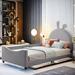 Trinx Irfana Daybed w/ Rabbit Ear Shaped Headboard Upholstered/Velvet in Gray | 47.2 H x 41.3 W x 78.7 D in | Wayfair