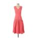 Draper James Casual Dress - Midi V-Neck Sleeveless: Pink Print Dresses - Women's Size 0