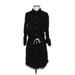 Splendid Casual Dress - Shirtdress Mock 3/4 sleeves: Black Solid Dresses - Women's Size Small