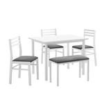 "Dining Set- 5pcs Set- 40"" Rectangular- Kitchen- Small- White Metal And Laminate- Grey Fabric- Contemporary- Modern-Monarch Specialties I 1031"