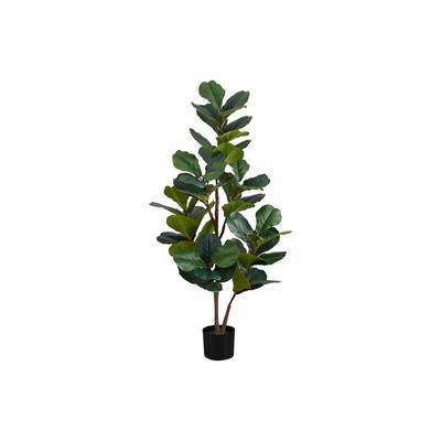 "Artificial Plant- 49"" Tall- Fiddle Tree- Indoor- Faux- Fake- Floor- Greenery- Potted- Real Touch- Decorative- Green Leaves- Black Pot-Monarch Specialties I 9517"