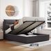 Elegant Design Queen Size Upholstered Velvet Platform Bed Frame with a Hydraulic Storage System, Strong Wood Slat Support, Grey