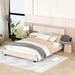 Queen Size Linen Upholstered Platform Bed with Bedside Shelves and USB Charging Design & Headboard