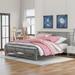 King Size Wooden Platform Bed, w/Horizontal Stripe Hollow Shape Headboard & Footboard, Bed Frame with Under Bed Storage Space