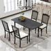 5-Piece Mid-Century Extendable Dining Set, Dining Table with 15" Butterfly Leaf, 4 Dining Chairs with Padded Seat