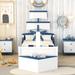 Cool Theme Bed Twin Size Boat-Shaped Platform Bed with Twin size Trundle, Kids Bed with Storage for Yours Little Captain