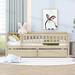 Daybed Wood Bed w/2 Drawers, Fence-Shaped Guardrail for Kids