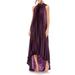 Pleated Tie Neck Satin High-low Dress - Purple - Ieena for Mac Duggal Dresses